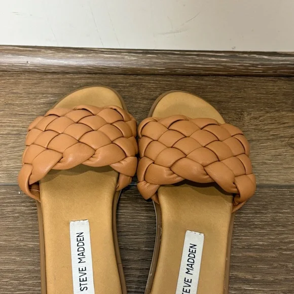 Steve Madden Women's Paislee Slides Camel Size 6 Braided Finish Summer - Picture 6 of 10